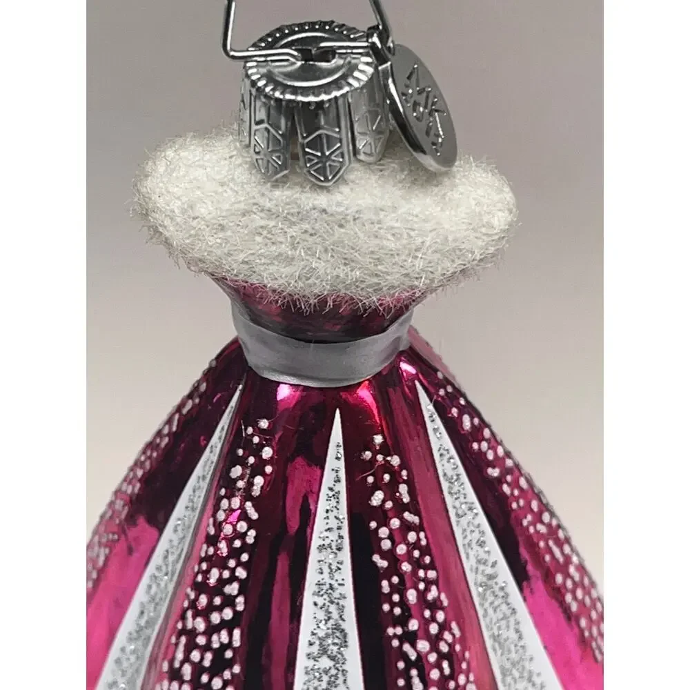 Mary Kay Pink Dress Glass Christmas Ornament Box Display Stand Holiday